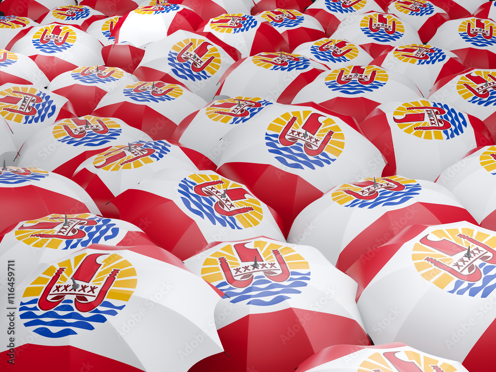 Obraz premium Umbrellas with flag of french polynesia