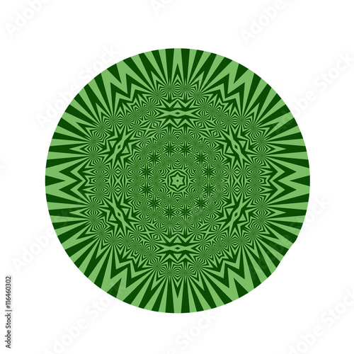 Ornamental Green Round Pattern Isolated on White Background