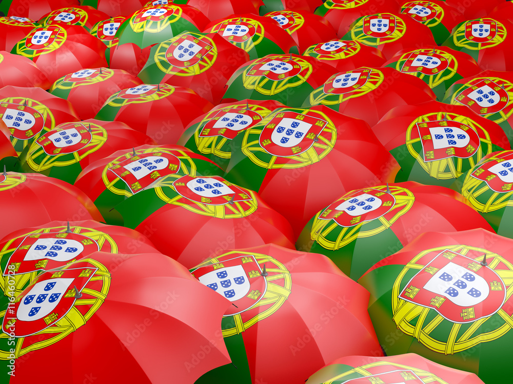 Umbrellas with flag of portugal