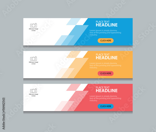 three color abstract web banner design template  photo
