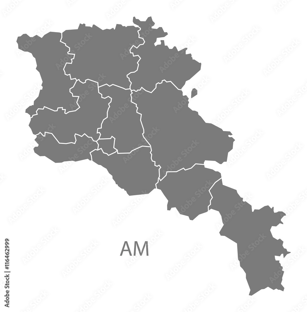 Armenia regions Map grey