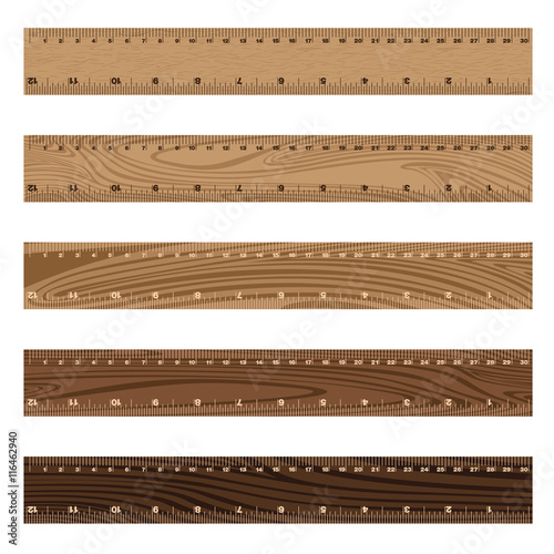 Wooden ruler texture on white background. Wooden texture.