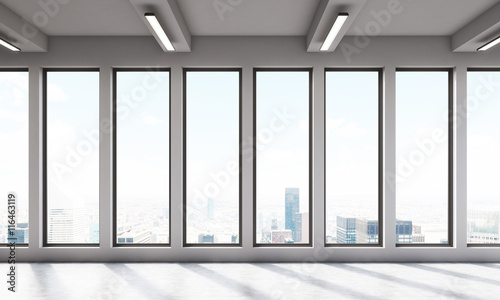 Big office room with huge panoramic windows