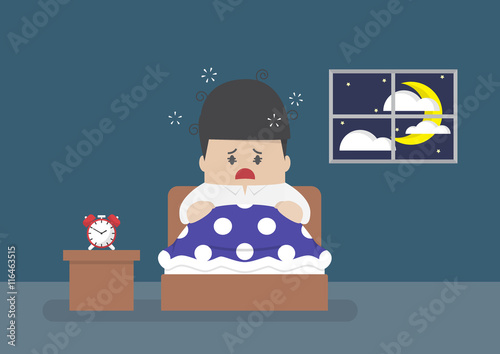 Businessman is wide awake in middle of night