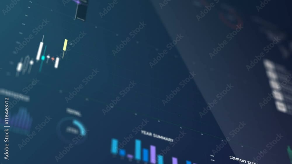 Stock exchange prices summarized in candle stick chart, financial statistics. Electronic chart with stock market fluctuations, summary, annual reports, analysis
