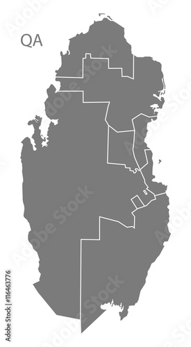 Qatar municipalities Map grey