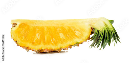 Slice of pineapple isolated on the white background