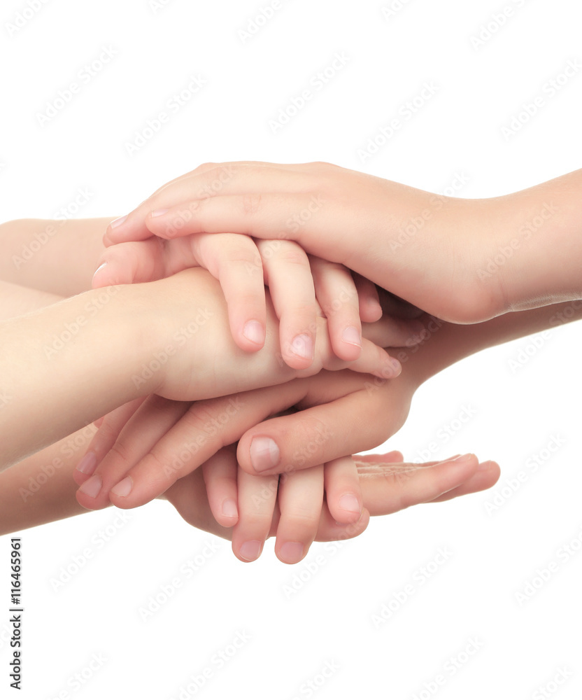 Kids hands isolated on white