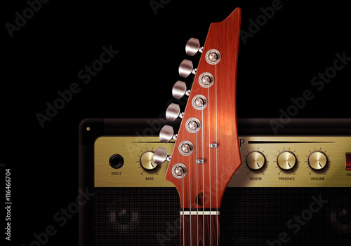 Electric guitar and amplifier photo