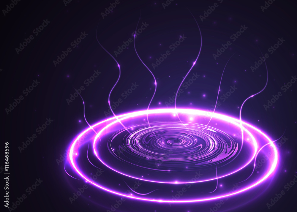 Obraz premium Circle light effect with blue lines. Abstract background. Vector graphic design.