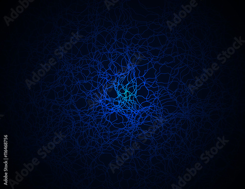 Vector abstract light. Blue chaos lines glowing background.