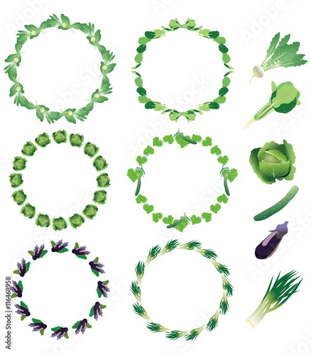 野菜フレーム(丸・カブ、小松菜、キャベツ、