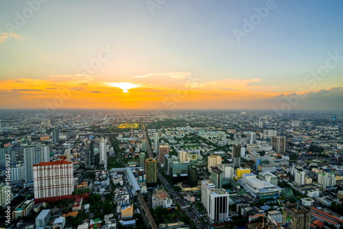 Bangkok Cityscape, Business district with high building at sunshine day, Bangkok, Thailand