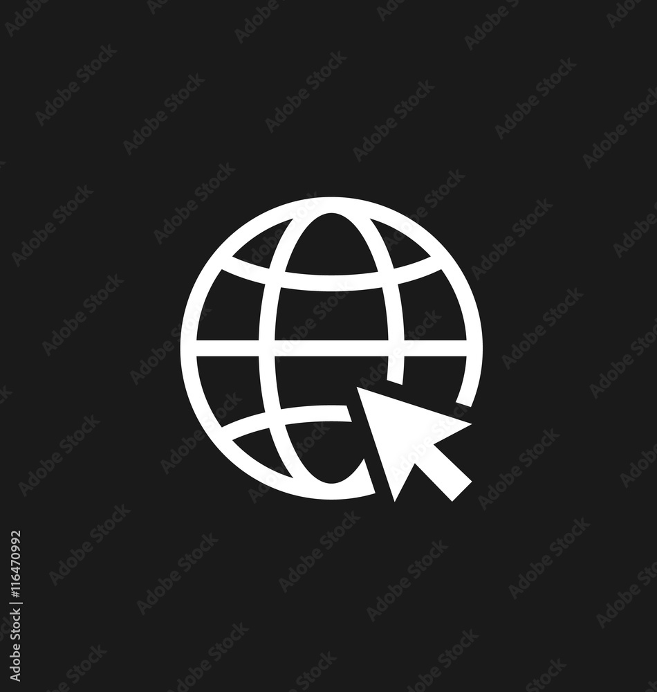 Go to web internet icon / sign in flat style isolated. Earth globe symbol. Go to web internet icon / sign in flat style isolated. Earth globe symbol.