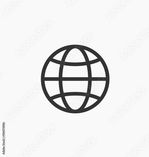 Earth icon   sign in flat style isolated. Earth globe symbol.