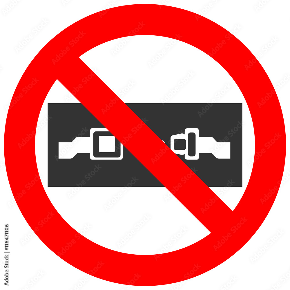 Forbidden sign with safety belt icon isolated on white background. Seat belt is prohibited vector illustration. Using safety belt is not allowed image. Safety belts are banned. Do not use the belt. Forbidden sign with safety belt icon isolated on white background. Seat belt is prohibited vector illustration. Using safety belt is not allowed image. Safety belts are banned. Do not use the belt.