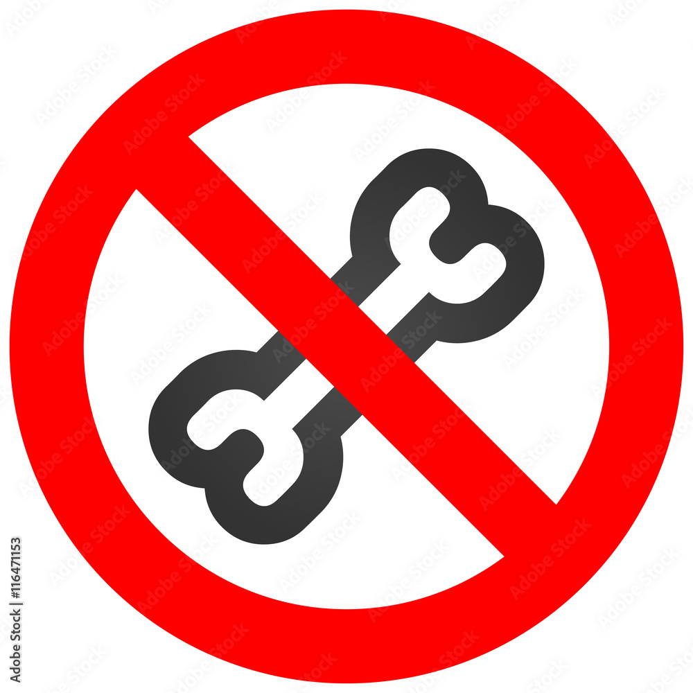 Forbidden sign with bone icon isolated on white background. Bone is prohibited vector illustration. Bone is not allowed image. Bones are banned. Forbidden sign with bone icon isolated on white background. Bone is prohibited vector illustration. Bone is not allowed image. Bones are banned.