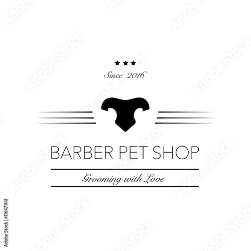 Logo for pet hair salon, pet styling and grooming shop, store for dog and cats. Vector illustration