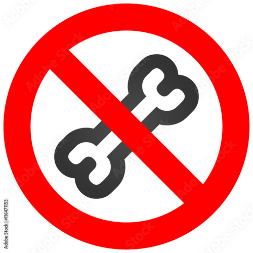 Forbidden sign with bone icon isolated on white background. Bone is prohibited vector illustration. Bone is not allowed image. Bones are banned.