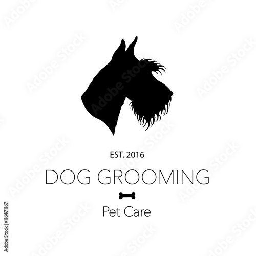 Logo for dog hair salon, dog styling and grooming shop, store for pets. Vector illustration