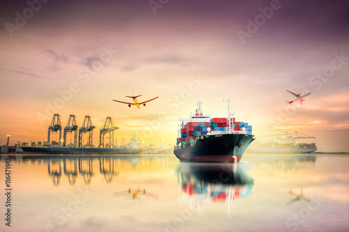 Logistics and transportation of Container Cargo ship and Cargo p