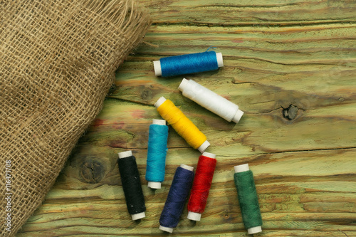 Colorful bobbins of threads