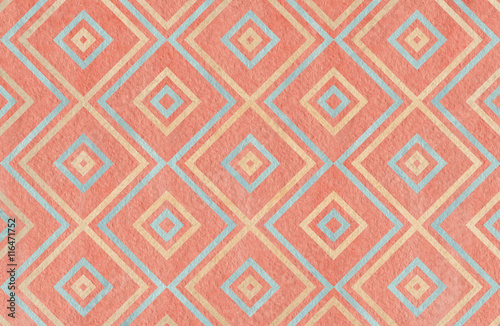 Geometrical pattern in pink, beige and blue colors. © perekotypole