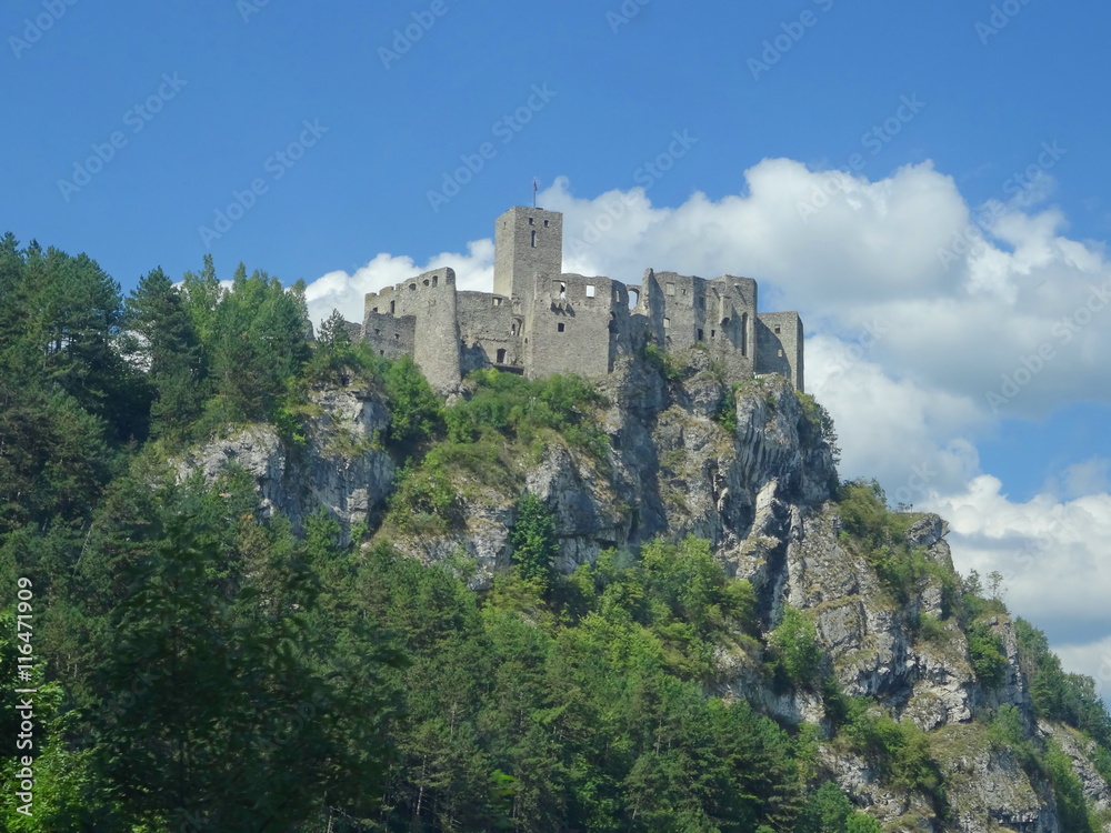 Stary hrad near Strecno, Slovakia, Ruins of Medieval Castle Stary hrad Built in the First Half of 14th Century