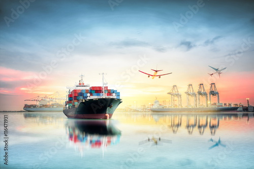 Logistics and transportation of Container Cargo ship and Cargo p
