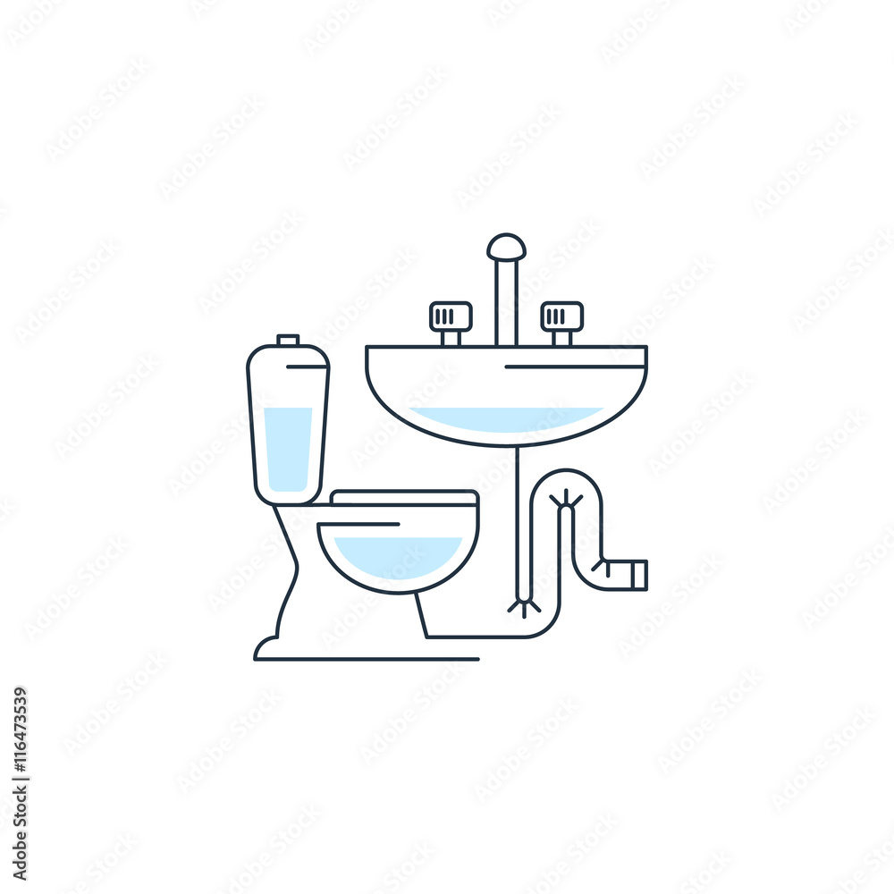 Plumbing service logo, pipes connection, water repair works, facility installment Plumbing service logo, pipes connection, water repair works, facility installment