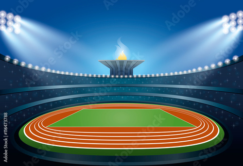 Athletics Stadium. Summer Games 2016. Vector Illustration