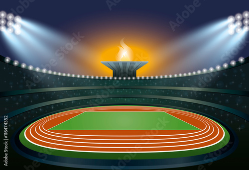 Athletics Stadium. Summer Games 2016. Vector Illustration