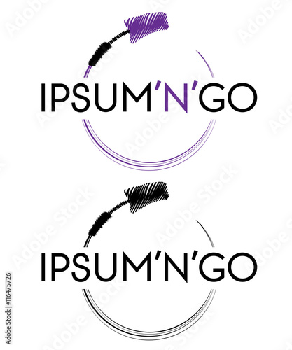Flying mascara wand, fast makeup, vector logo template