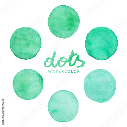 Watercolor Background Dots Set 13 - Dark Green and Mint