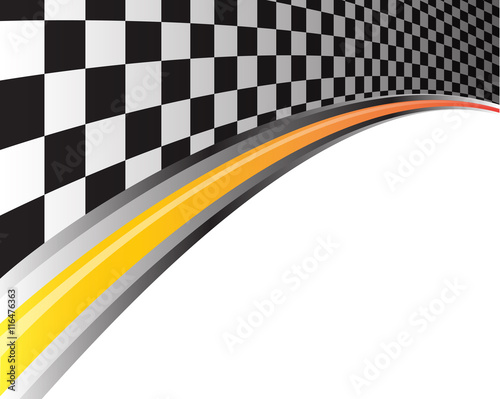 Race background checkered and orange line design vector illustration.