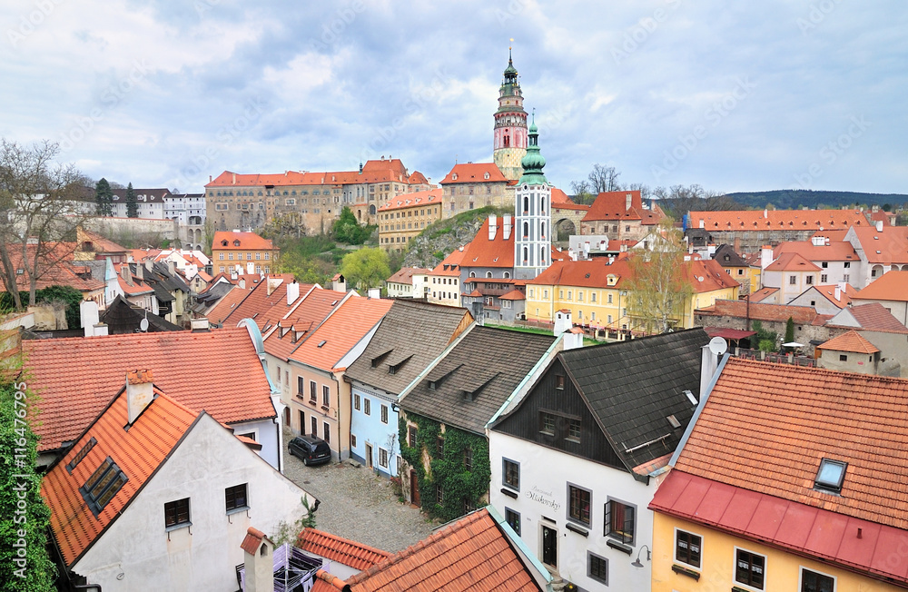 View of the historic city of Cesky Krumlov,Czech Republic.