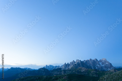 Italian mountain panorama at dawn photo