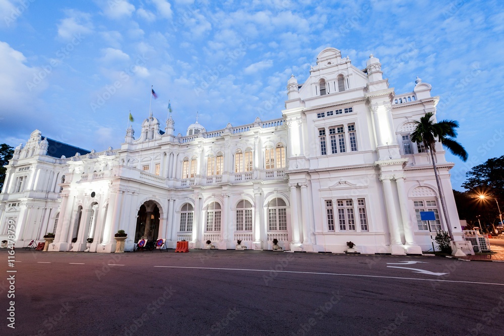 Old Heritage British Colonel Building used for current Penang Local Council in Esplanade, George Town, Penang, Malaysia