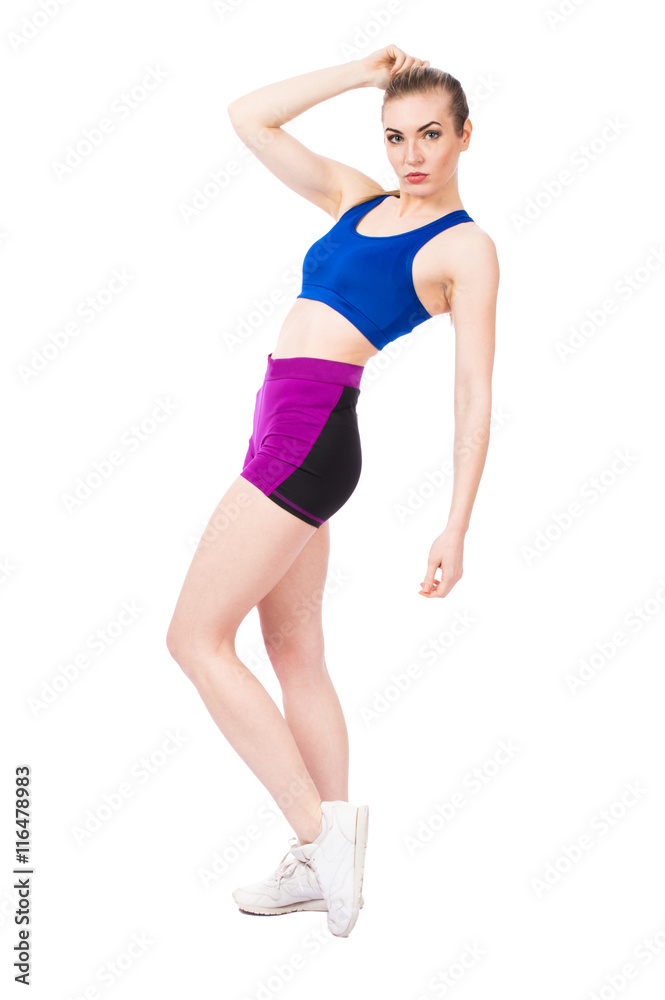 Young healthy woman exercise fitness isolated on white background Young healthy woman exercise fitness isolated on white background
