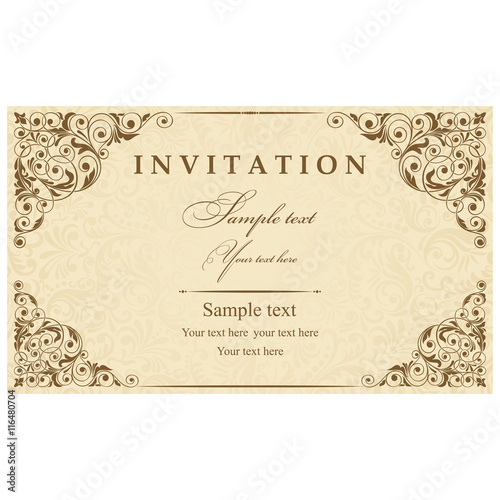 Wedding Invitation cards in an old-style brown and gold
