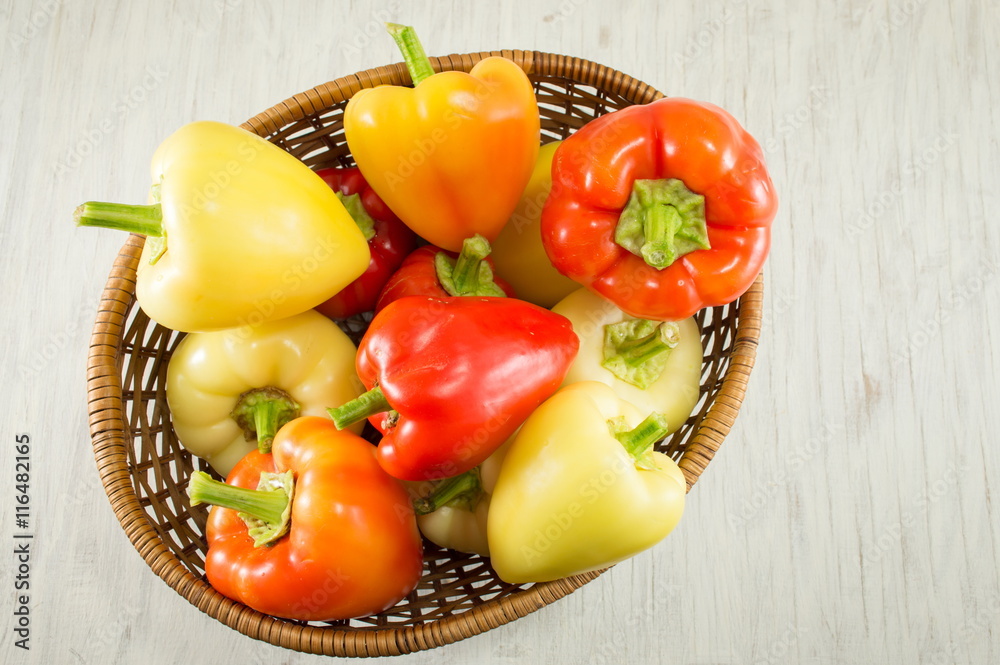 Raw red and yellow peppes