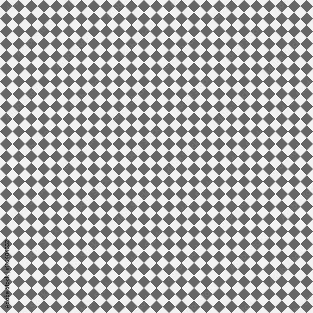 Checkered background with tilted squares.