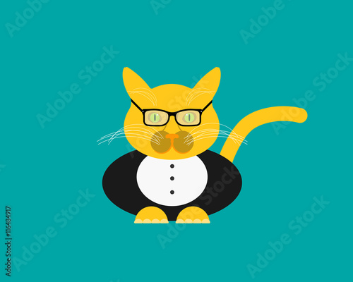 Cat in a suit. Flat icon