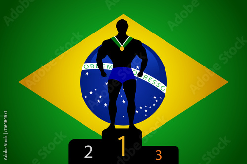 champion in background Brazilian flag
