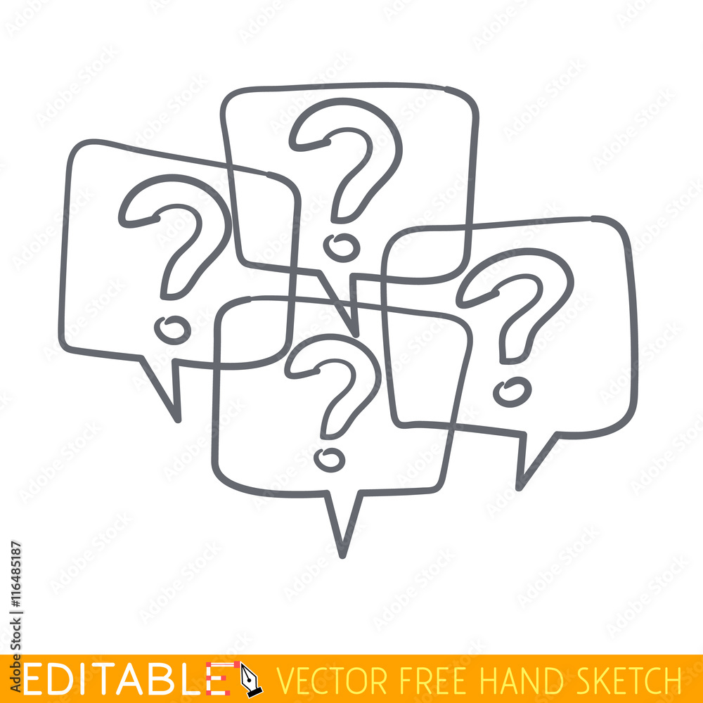 Many question icon. Editable vector grapfic in linear style.