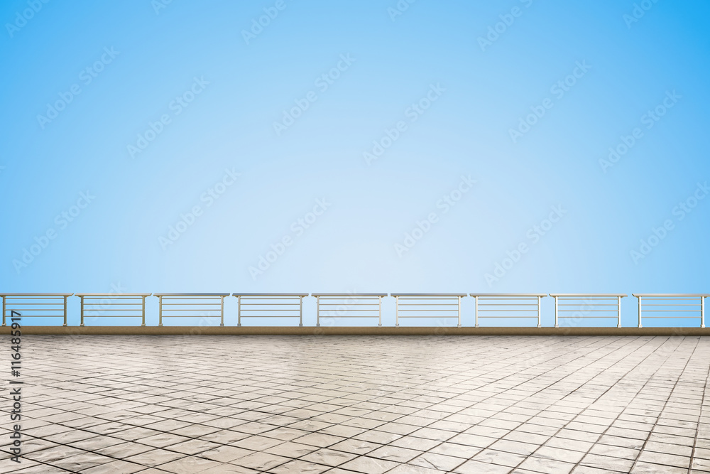 empty terrace on blue background