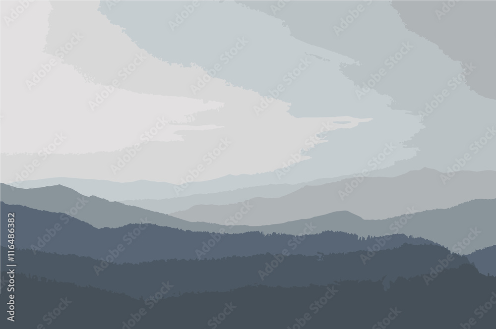 Carpathians Mountains landscape illustration