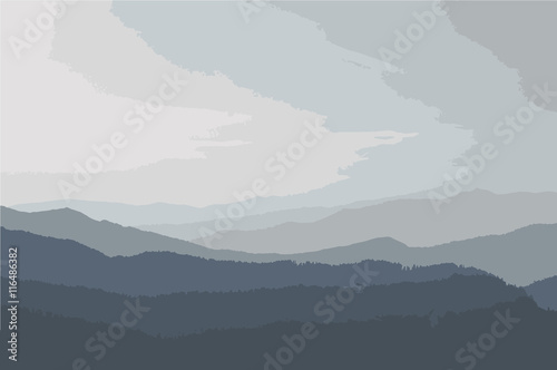 Carpathians Mountains landscape illustration