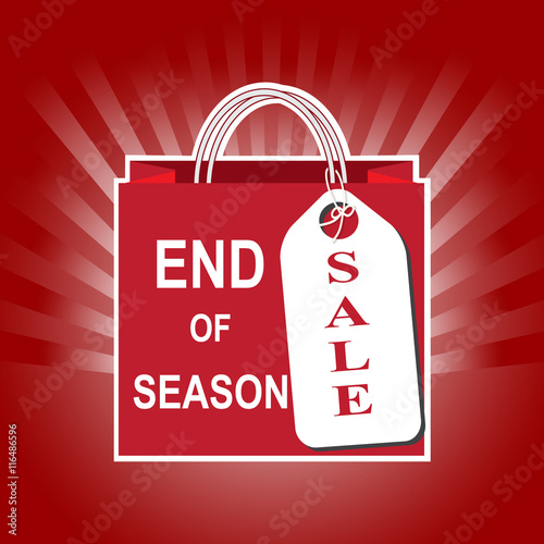 Shopping paper bag with end of season and sale tag icon