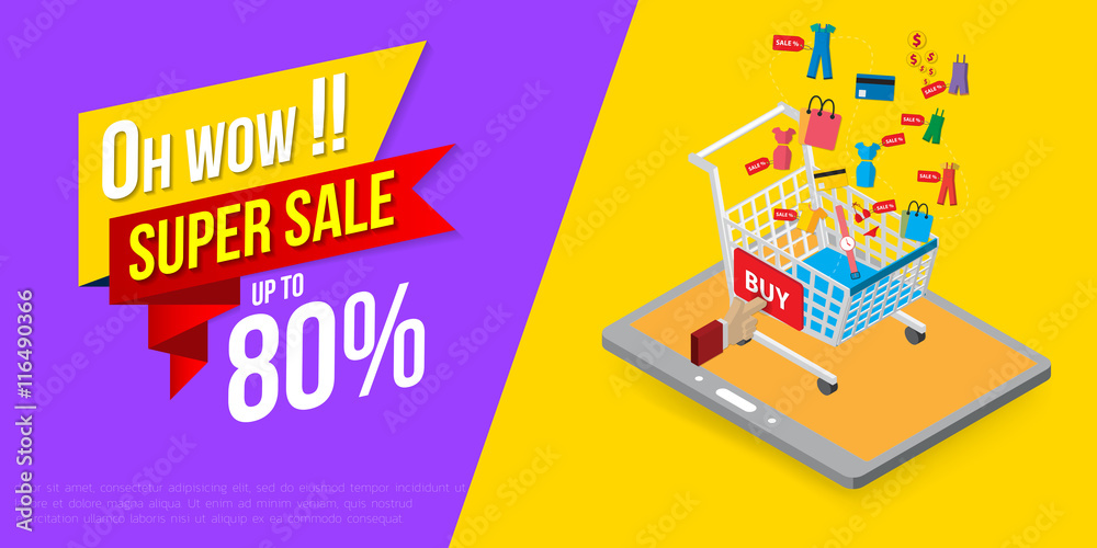 Fototapeta premium Sale banner and vector of online shop